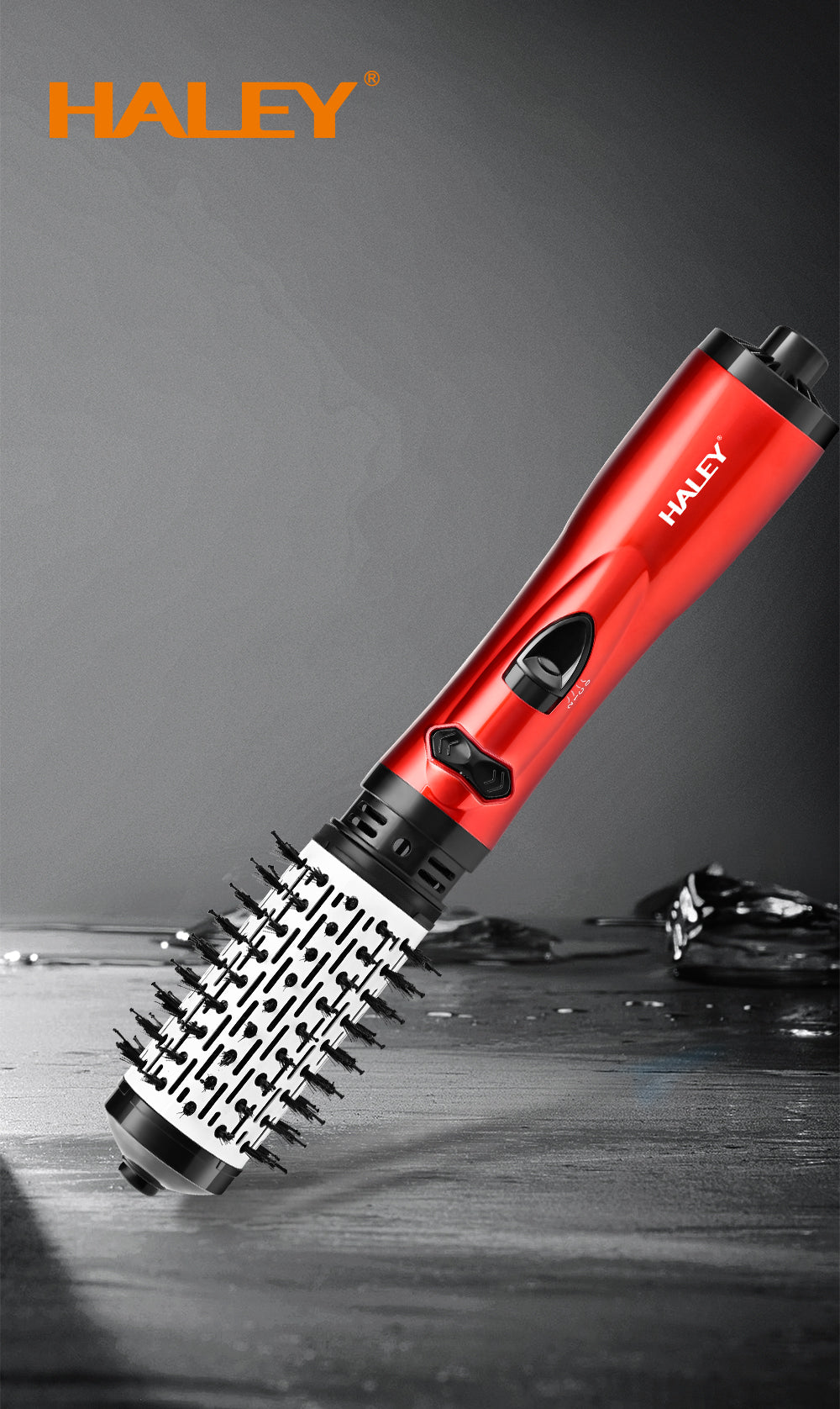 Perie rotativa HALEY, 1200W, 2 viteze, 3 trepte temperatura, Invelis Ceramic, Roșu/Negru