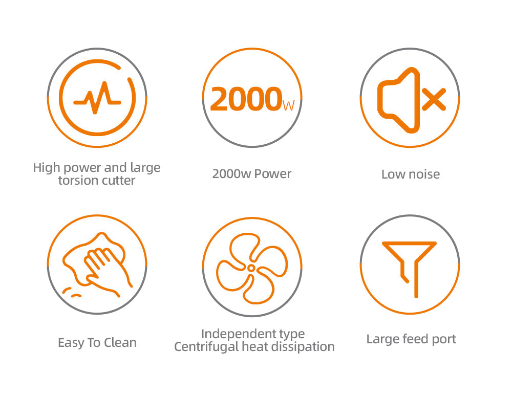 Mașină de Tocat Carne HALEY 2000W, Oțel Inoxidabil, Cutter cu Torsiune Mare, Ușor de Curățat, Port Mare pentru Alimentare