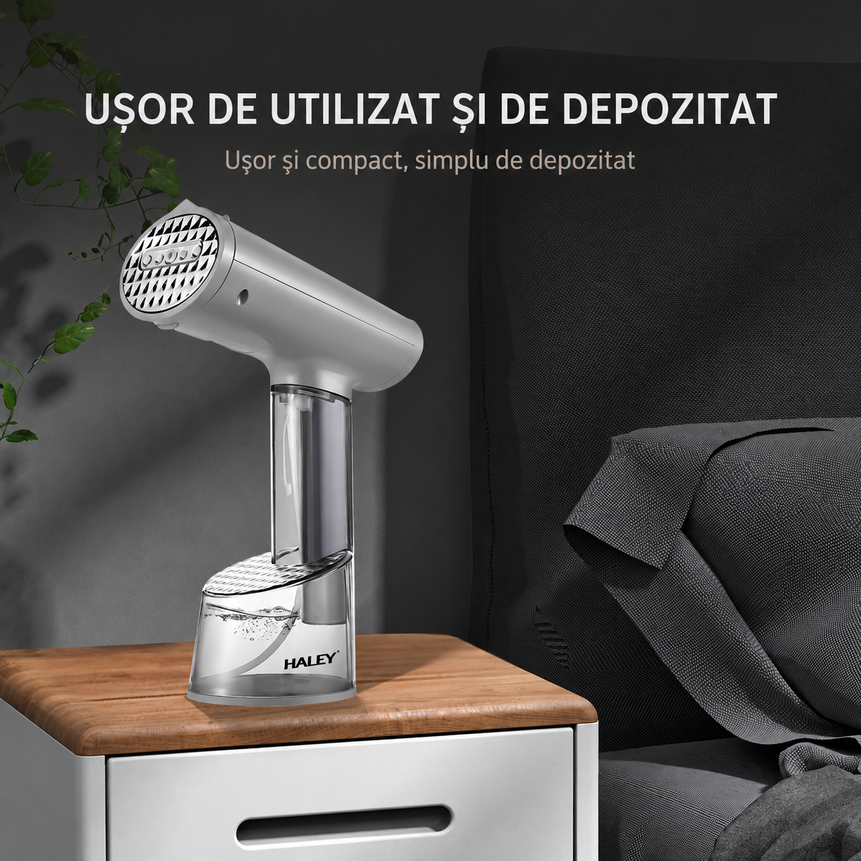 Aparat de Călcat Vertical și Orizontal cu Aburi HALEY HY-333, 1500W, Încălzire Rapidă în 20 Secunde, Debit Abur 20–25 g/min, 2 Rezervoare de Apă 70/300 ml, Protecție la Supraîncălzire, Perie Inclusă