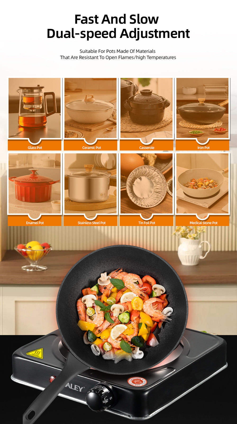 Plită Electrică HALEY cu 1 Zonă de Gătit – 1000W, Timer, Protecție la Supraîncălzire, Design Compact din Oțel Inoxidabil