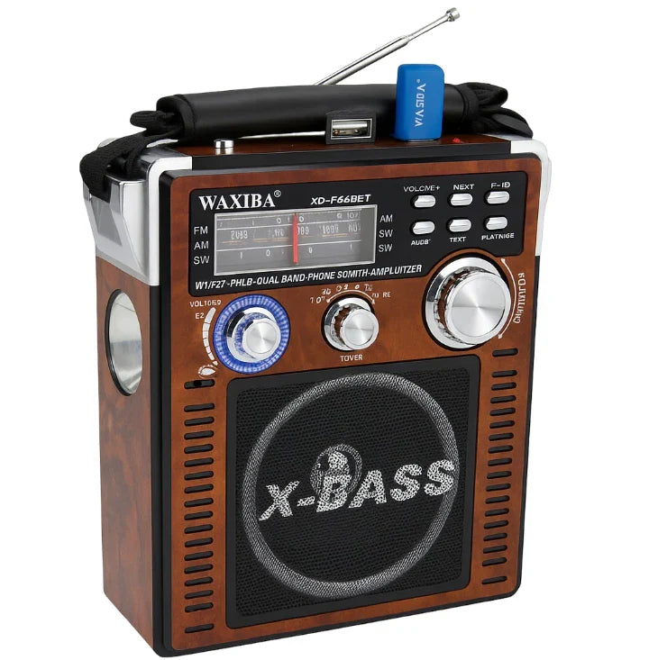 Radio Portabil AM/FM/SW cu Bluetooth, MP3, USB/TF și Lanternă