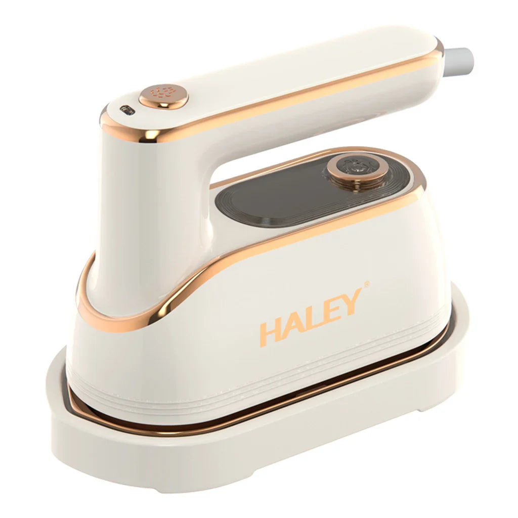 Fier de Călcat Vertical cu Aburi HALEY HY-2075, 1300W, Rezervor 150 ml, Talpă Ceramică Antiaderentă, Abur Puternic, Încălzire Rapidă, Alb/Auriu