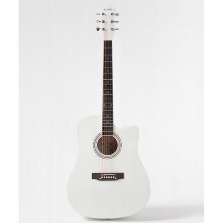 Chitară acustică 4/4 albă – design elegant, sunet clar și echilibrat