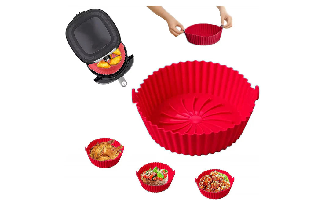 Tava pentru Air Fryer din Silicon, 18.3 cm, Gri, AT PERFORMANCE®, O Solutie Practica si Versatila pentru Gatitul Sanatos