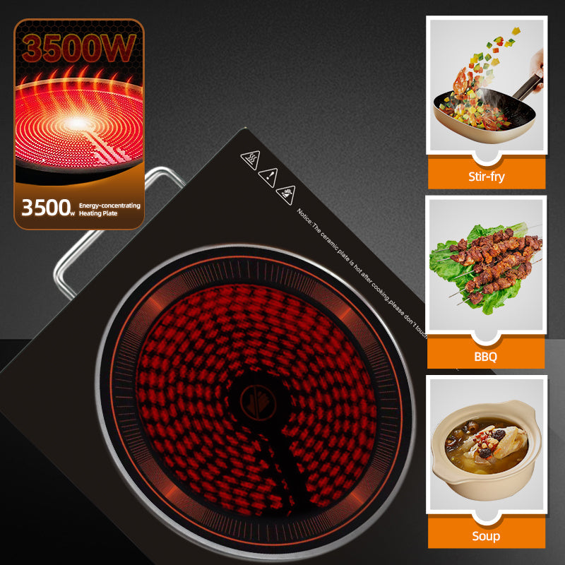 Plită cu Inducție HALEY 3500W, Geam Cristal Negru, Timer, Control Tactil, Oprire Automată, Protecție la Supraincălzire