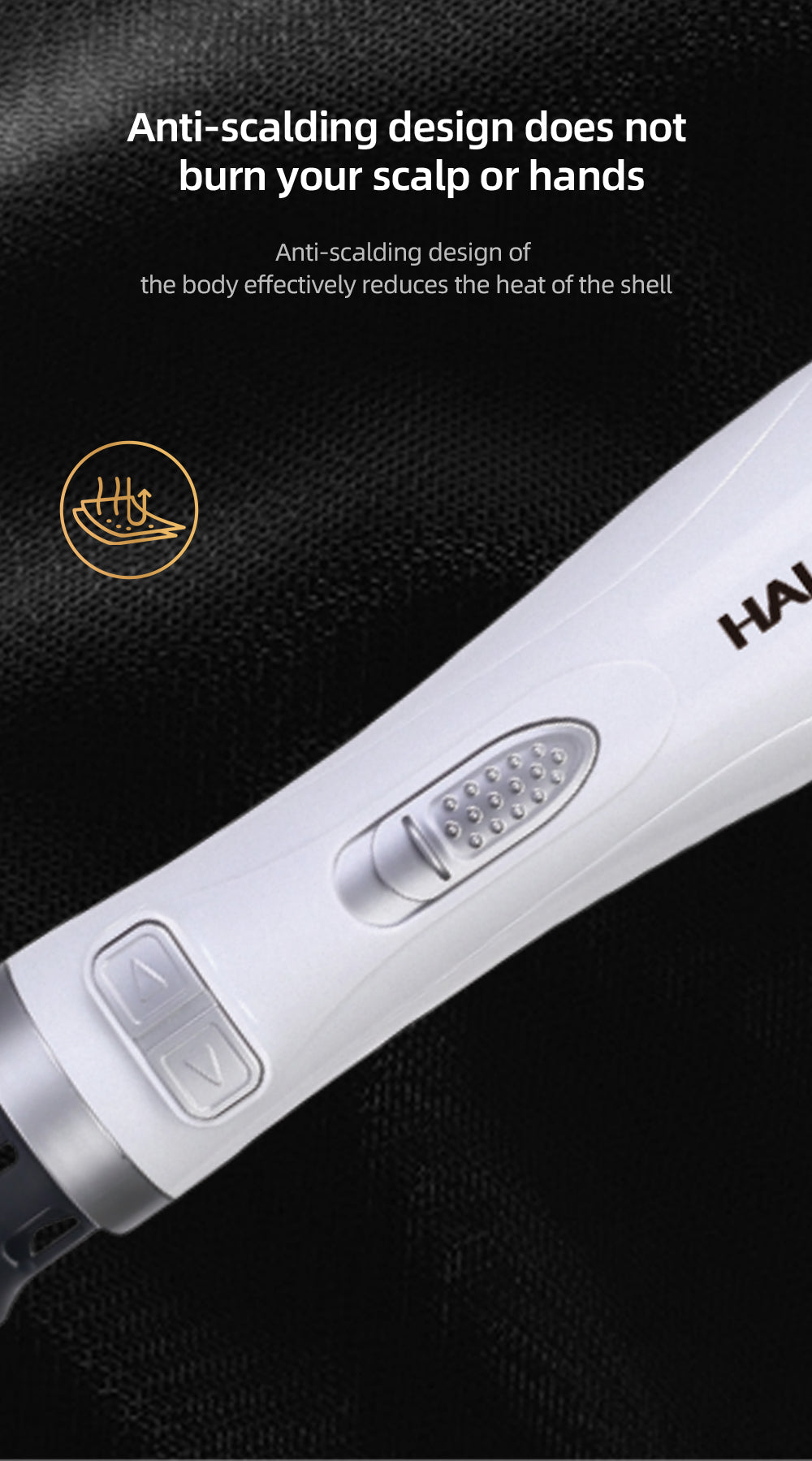 Perie Rotativă HALEY 1000W – 2 Perii, Încălzire Rapidă, Modelare de Durată, Protecție Păr, Inveliș Ceramic, Alb/Argintiu