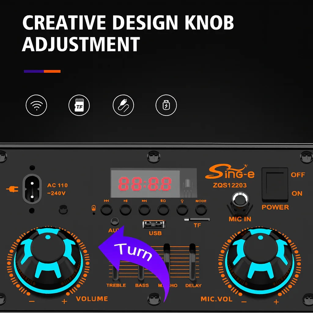 Boxă Portabilă AT Performance 12” x2, 6000mAh, Bluetooth, RGB , DSP, Microfon Wireless – Super Bass