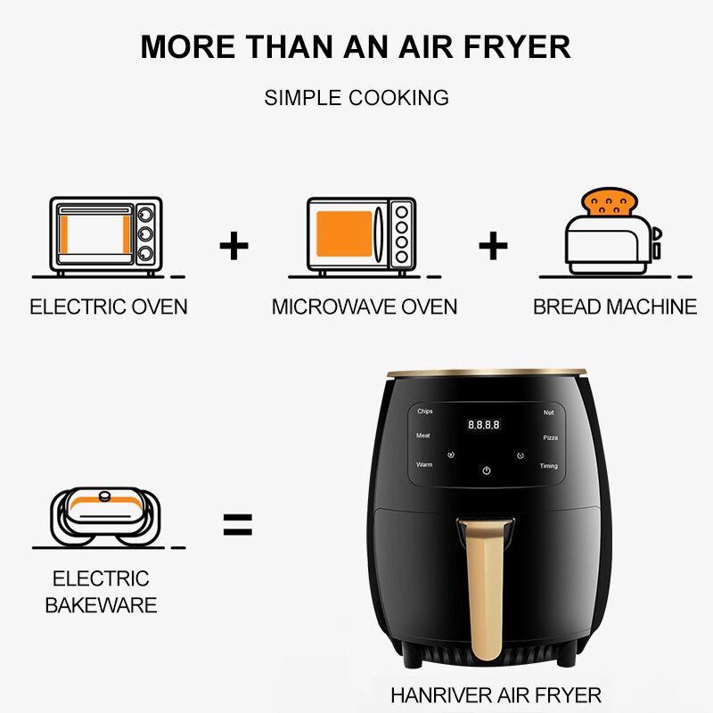 Friteuza fara Ulei cu aer cald, AT PERFORMANCE®, 2400 W, Functie de Coacere, 6l Air Fryer