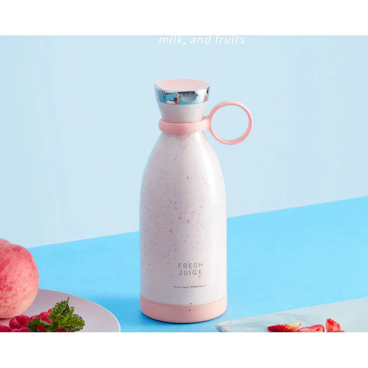 Mini Blender Electric, MixUP AT PERFORMANCE®, Incarcare Wireless, Portabil/Compact, Multifunctional, Auto-curatare, Autonomie Mare, Capacitate 350ml, 4 Lame 3D, Putere 20.000 rpm, Love Pink
