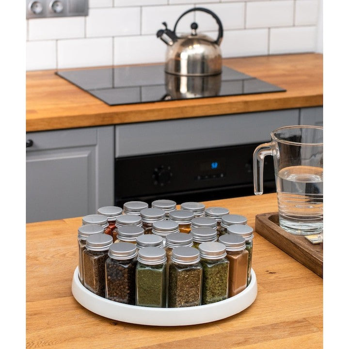 Set 24 Sticluțe Condimente AT PERFORMANCE® – Sticlă cu Capac Aluminiu, Etichete RO, Palnie, Marker și Periuță