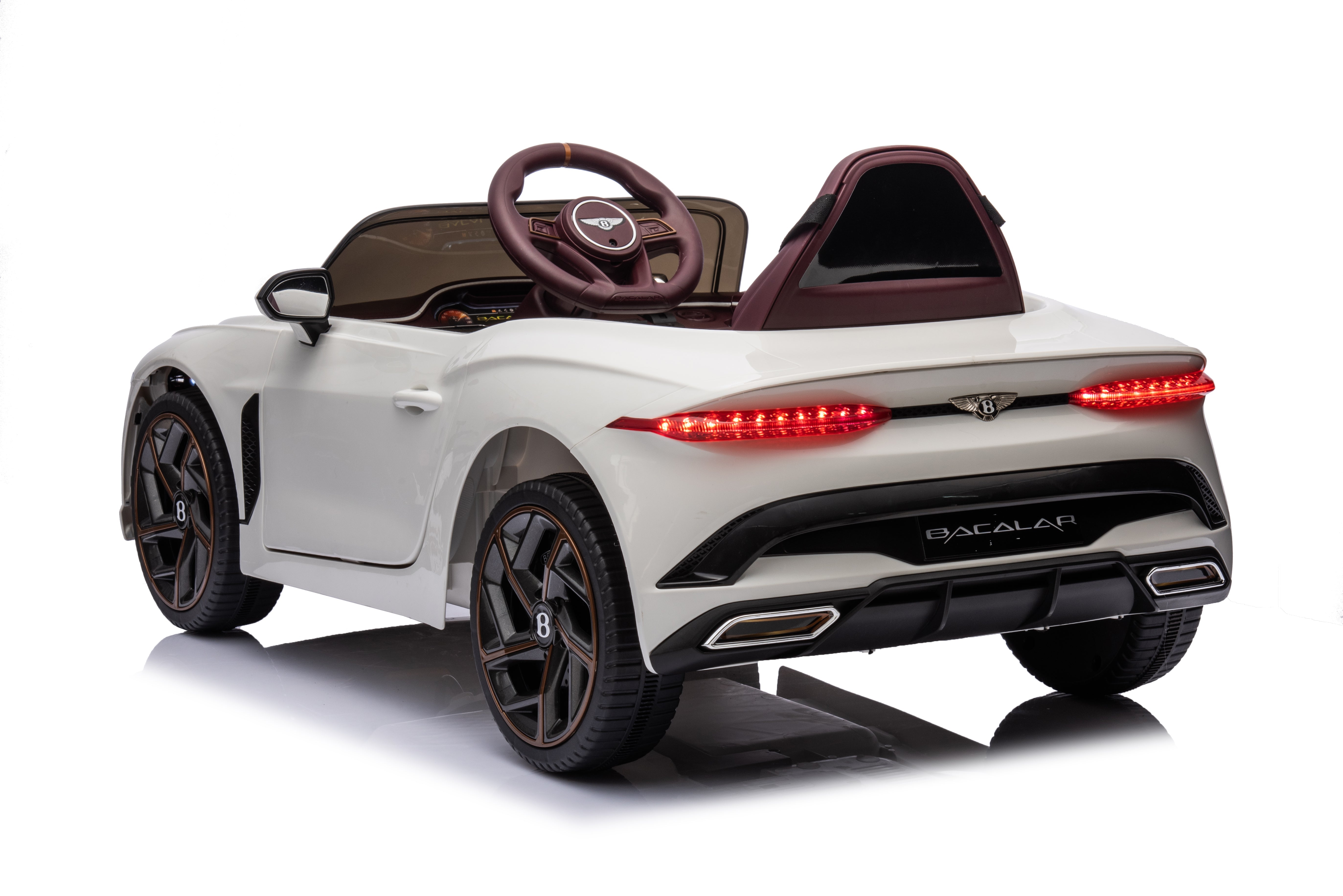 Mașinuță electrică copii Bentley Bacalar oficial licentiat, Kidoo, 12V, 2 motoare, telecomandă 2.4G, LED, USB, Bluetooth, 3-8 ani