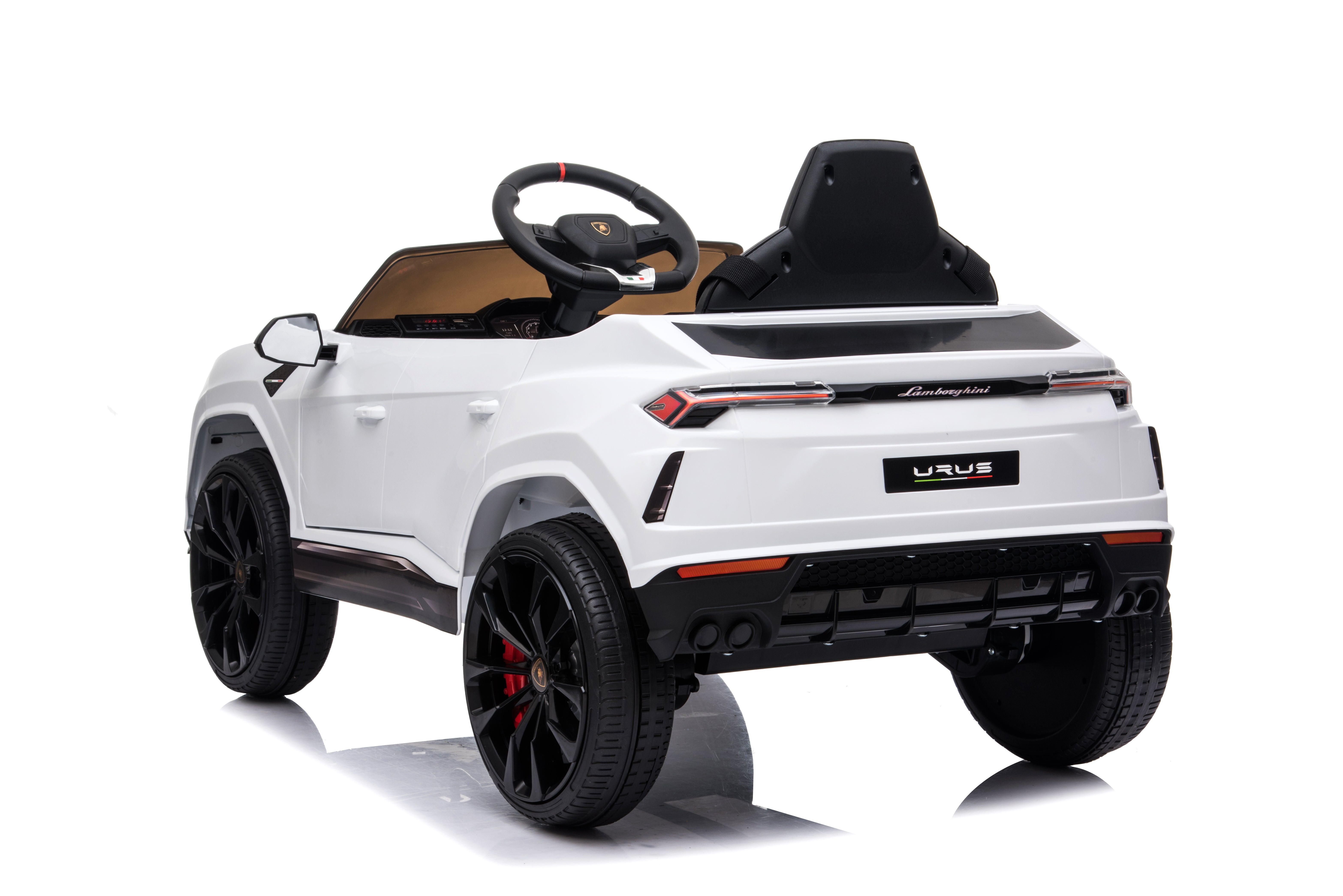 Mașinuță electrică Lamborghini Urus oficial licentiata, KIDOO, 37–96 luni, 12V 4.5Ah, 2 motoare 25W, telecomandă 2.4G, volan multifuncțional cu muzică, MP3, USB, TF, FM Radio, 105×65×52 cm