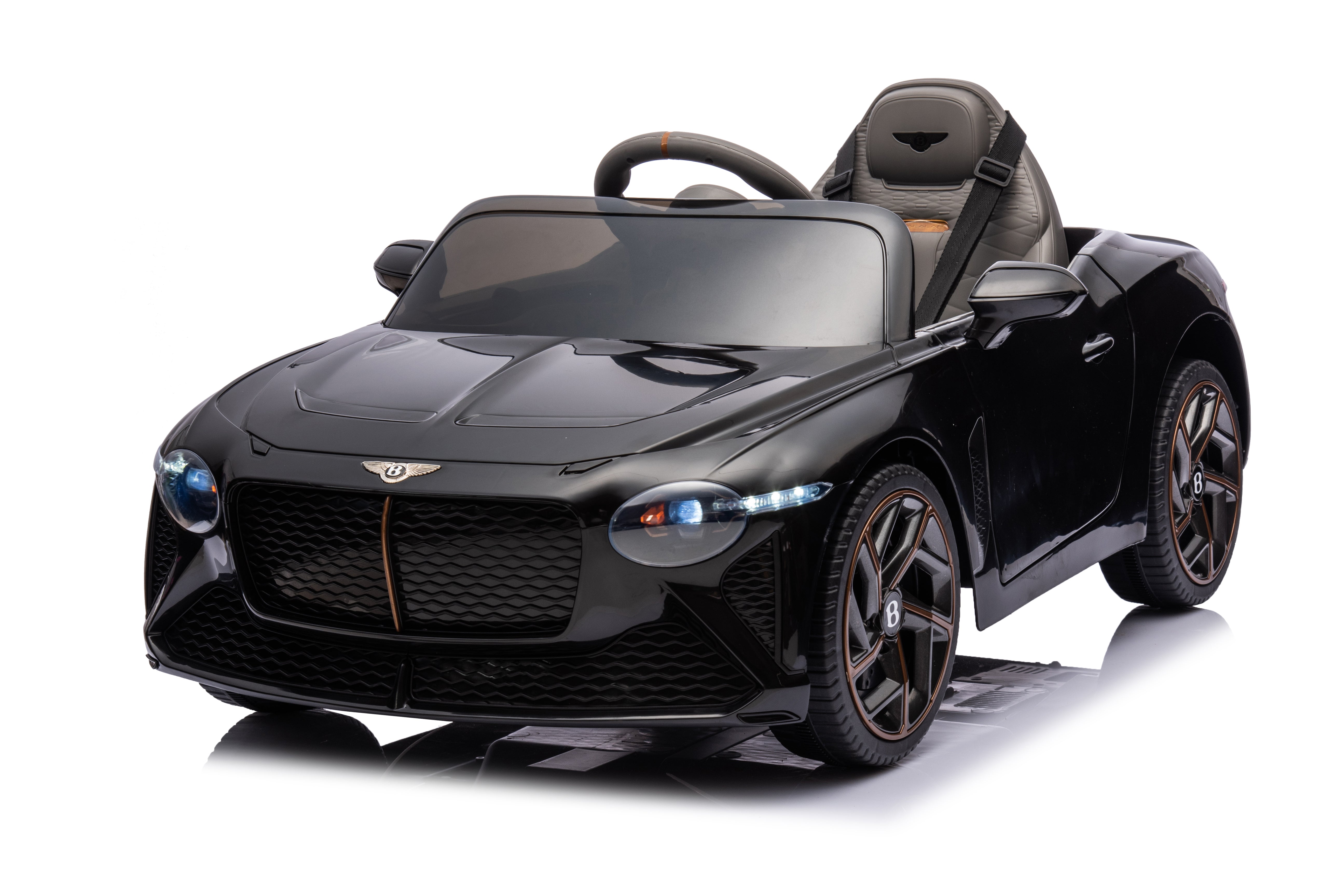 Mașinuță electrică copii Bentley Bacalar oficial licentiat, Kidoo, 12V, 2 motoare, telecomandă 2.4G, LED, USB, Bluetooth, 3-8 ani