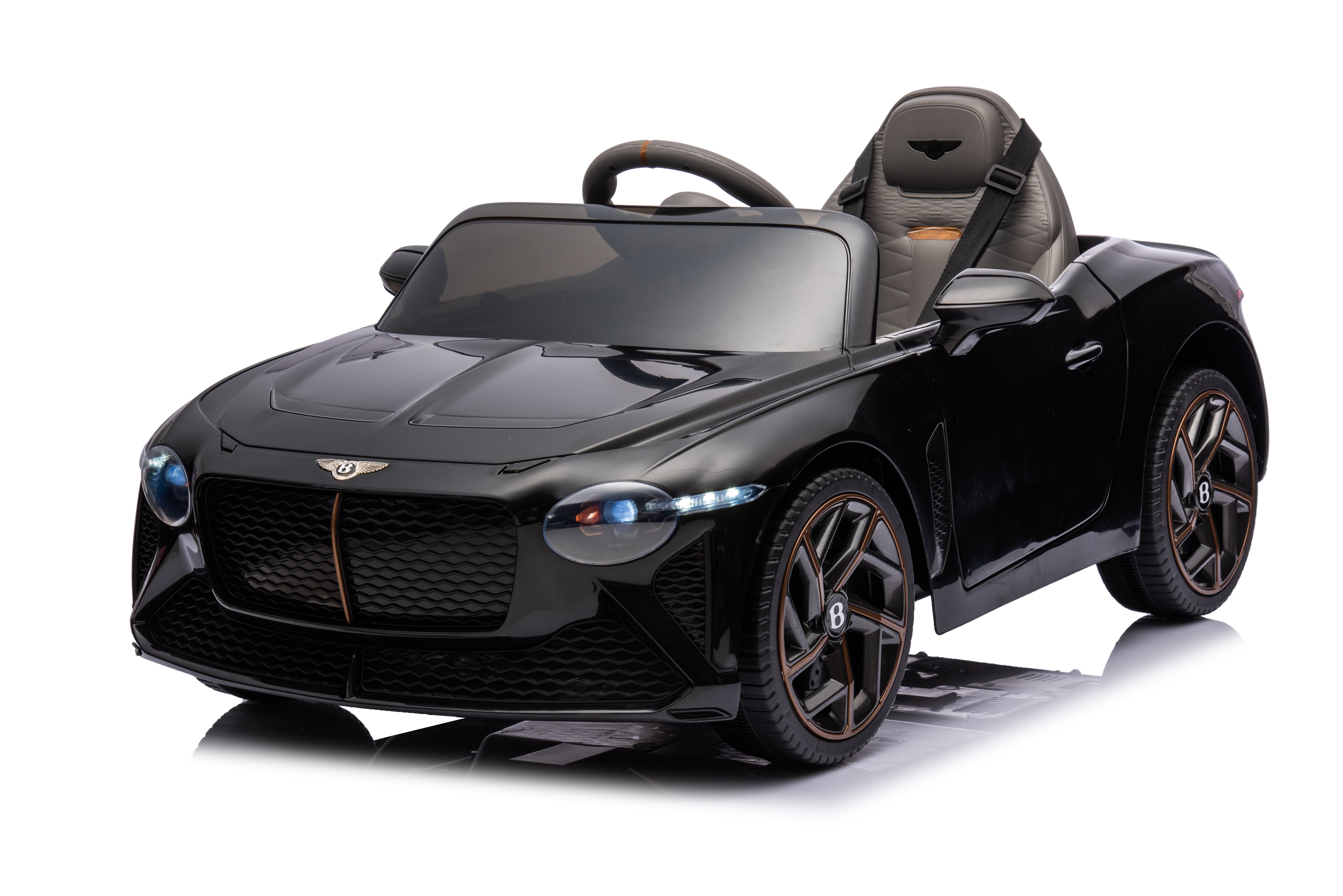 Mașinuță electrică copii Bentley Bacalar oficial licentiat, Kidoo, 12V, 2 motoare, telecomandă 2.4G, LED, USB, Bluetooth, 3-8 ani