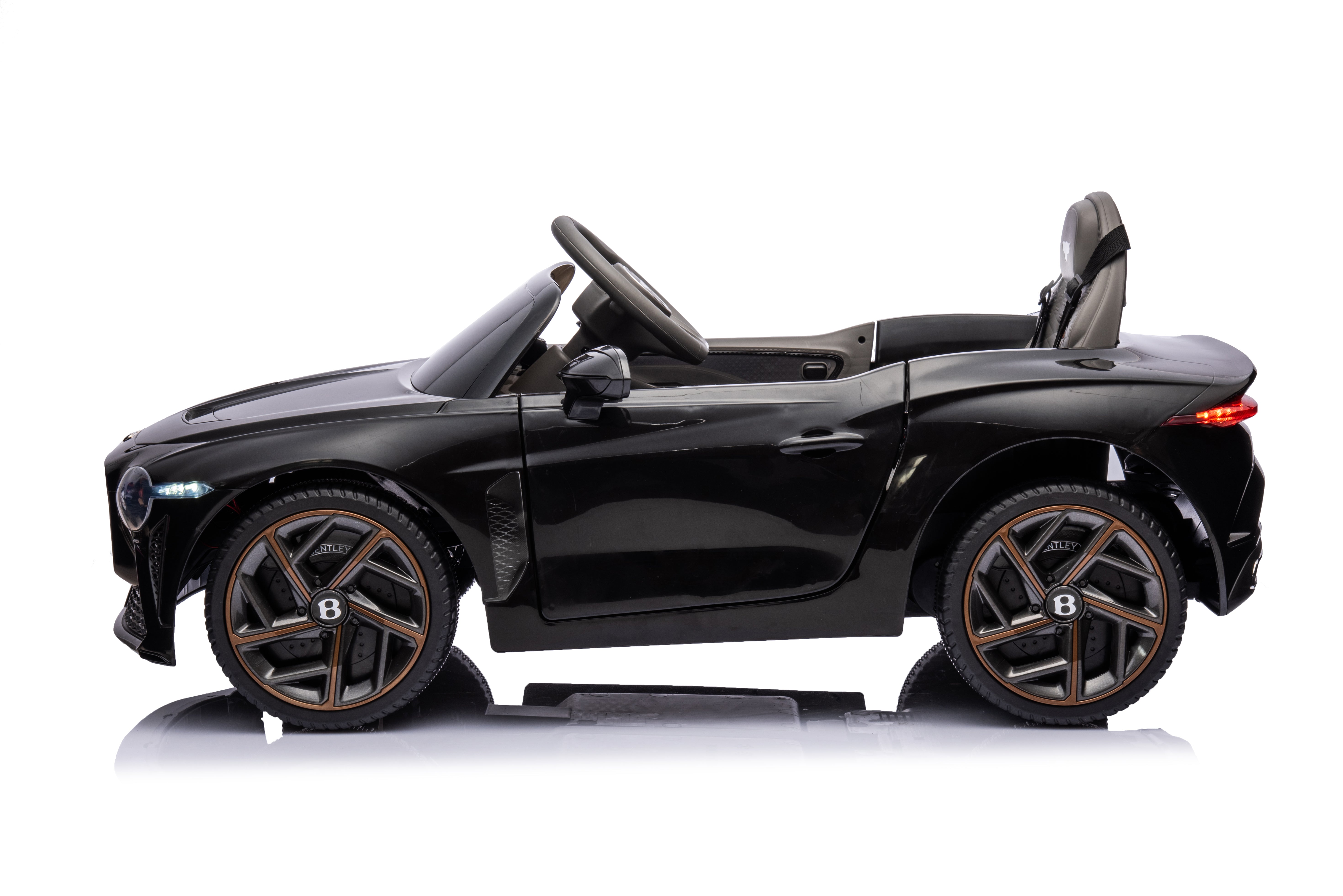 Mașinuță electrică copii Bentley Bacalar oficial licentiat, Kidoo, 12V, 2 motoare, telecomandă 2.4G, LED, USB, Bluetooth, 3-8 ani