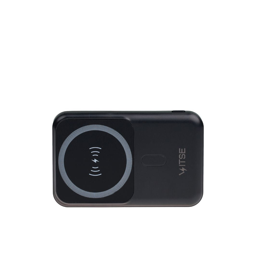 Baterie Externa Wireless Vitse Slim by Vitse 12.000 mAh, Compatibila iPhone 12-15 Pro si Android, Power Bank Super fast charger, incarcare Wireless QI 20W, Portabila, Cablu Type-C, Alb