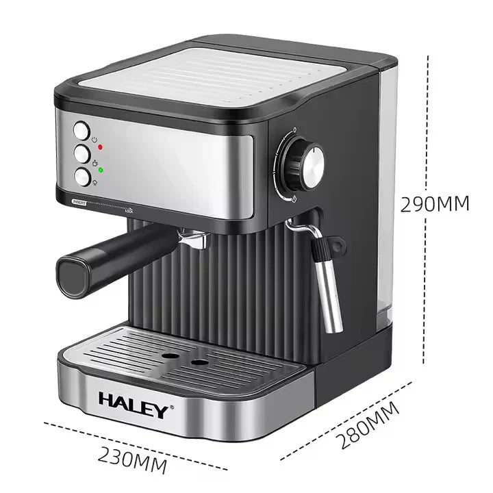 Espressor Automat HALEY, 1.8l, 850W, 20 bar, Argintiu/Negru Plus Rasnita electrica Cadou