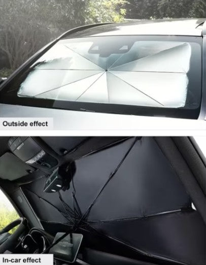 Pachet AT PERFORMANCE®, Parcare Inteligentă: Blocator Automat Loc + Parasolar Auto Pliabil UV – Siguranță și Protecție Completă Pentru Mașina Ta