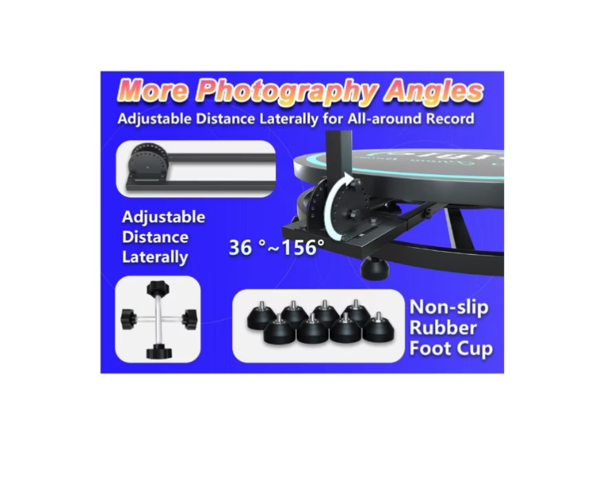 Platforma Foto-Video rotunda AT PERFORMANCE®, Selfie 360, brat rotativ, Led RGB, pentru Evenimente, diametru 80cm