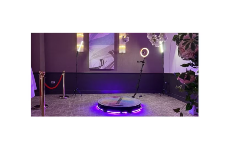 Platforma Foto-Video rotunda AT PERFORMANCE®, Selfie 360, brat rotativ, Led RGB, pentru Evenimente, diametru 80cm
