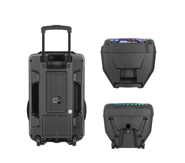 Boxa portabila 15 Inch, Bluetooth Kolav - F1515, Tip troler, USB, Radio FM, Microfon, Telecomanda, joc de lumin RGB, 300w, Maner Transport