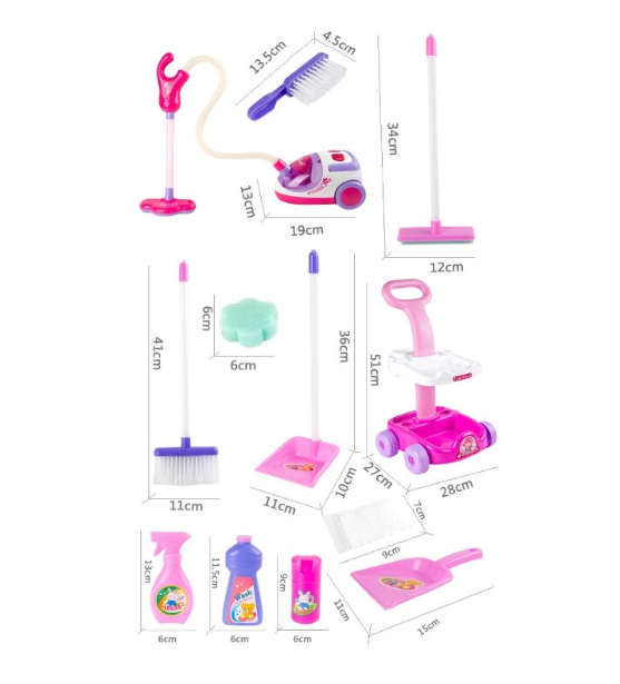 Set de Joaca Interactiv si Educativ, At Pereformance, pentru Copii Banc de Curatenie cu Aspirator Functional, Mop, Faras, Perie, Matura, si Accesorii de Curatat, Roz