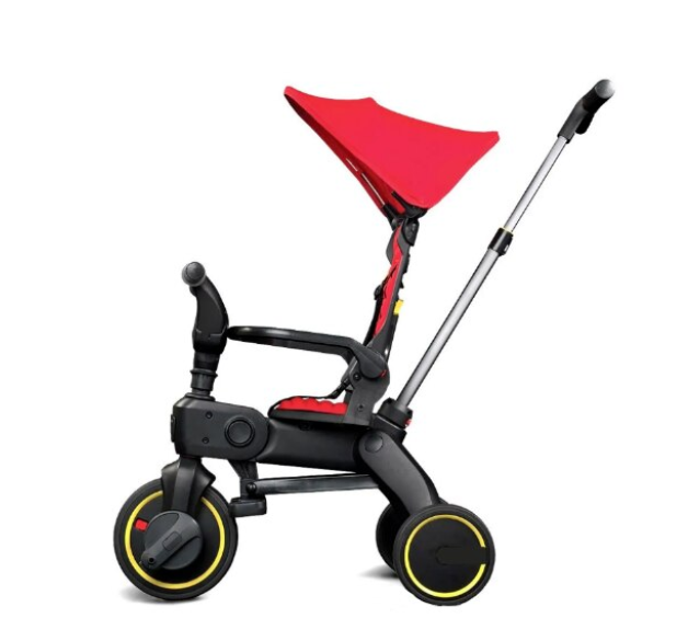 Tricicleta 4IN 1, At Performance, Centura Prindere, Bara Protectie, Piele ecologica, Suport Pahar, Pedale Detasabile, 6 luni+, Rosu / Negru