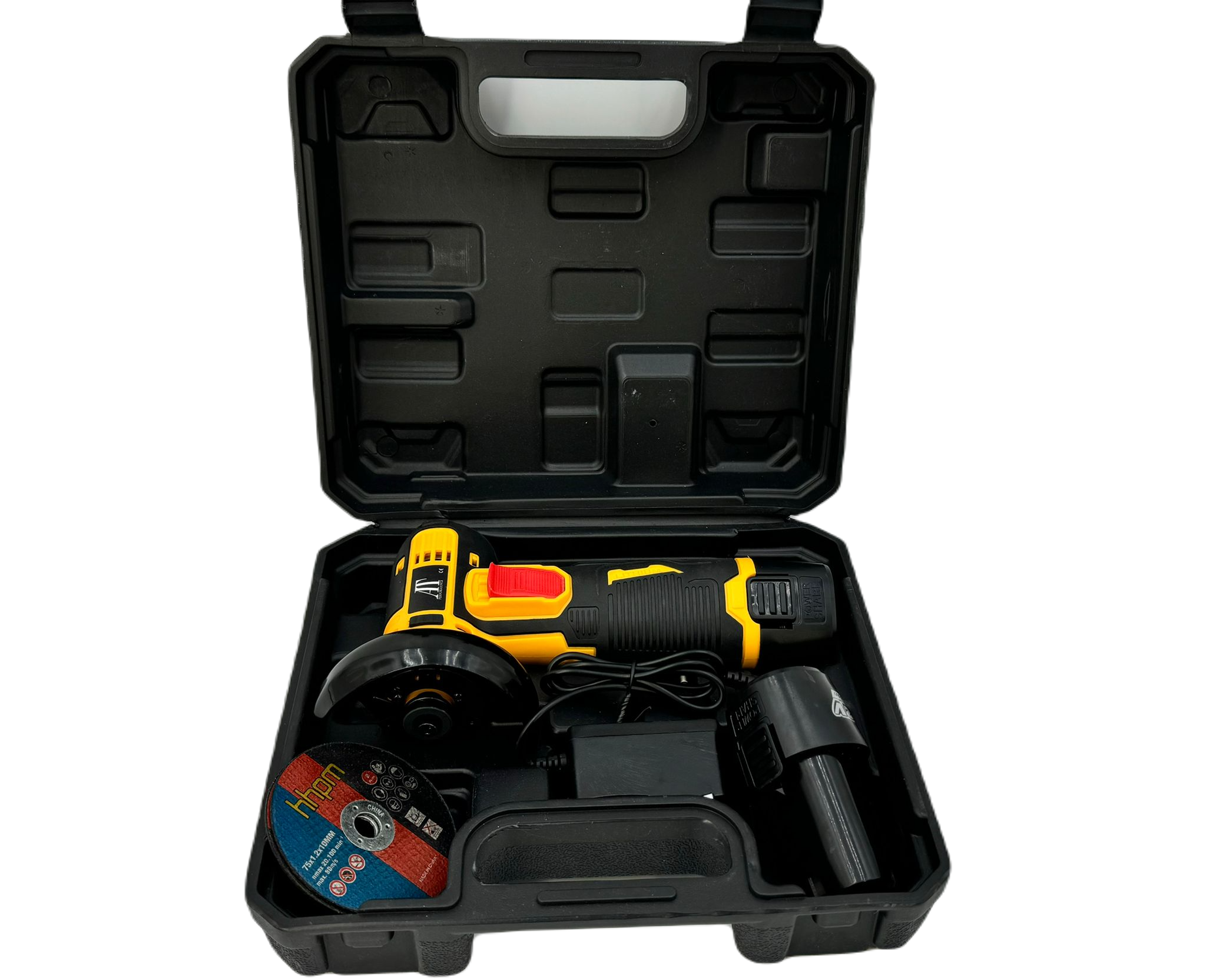 Mini Polizor Flex Unghiular Portabil, AT PERFORMANCE®, 2 acumulatori 12V, 750W, 1500 mAh, 19500 rpm, 6 discuri 76 mm, Autonomie Mare, Portocaliu/Negru.