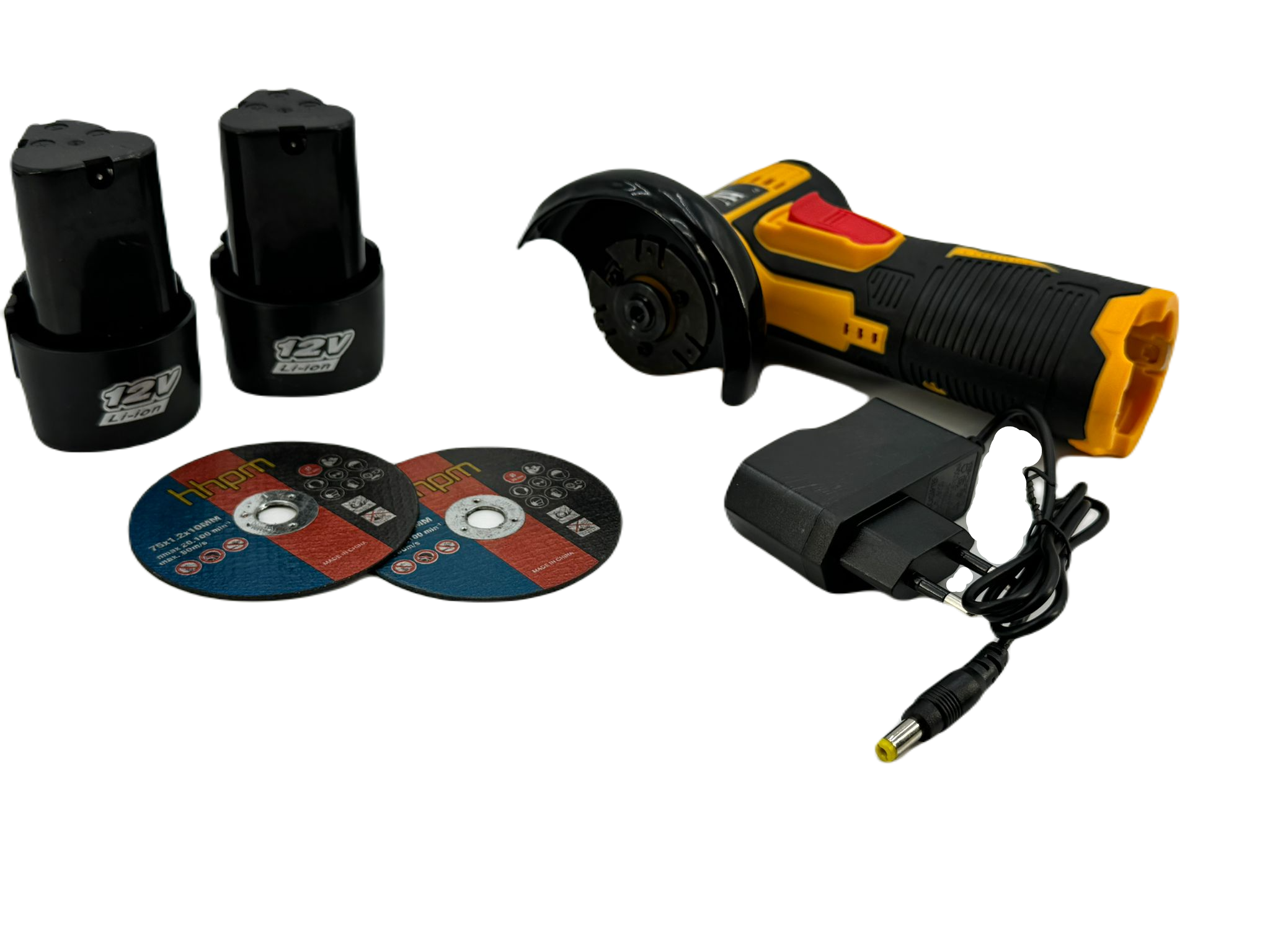 Mini Polizor Flex Unghiular Portabil, AT PERFORMANCE®, 2 acumulatori 12V, 750W, 1500 mAh, 19500 rpm, 6 discuri 76 mm, Autonomie Mare, Portocaliu/Negru.