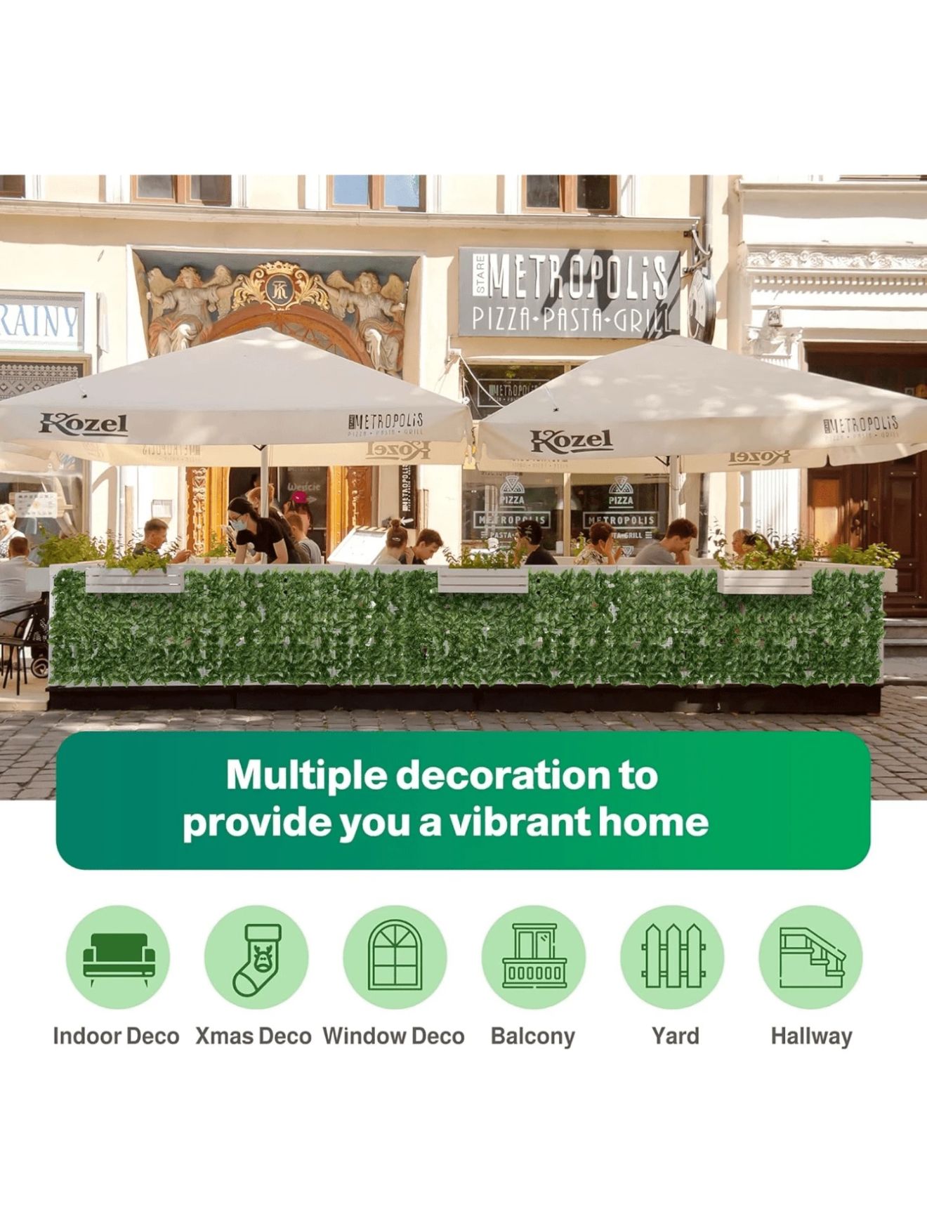 Gard viu decorativ frunze artificiale AT PERFORMANCE®, 3m x 1m lungime, verde deschis