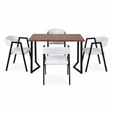 Set Masă Bucatarie Si Sufragerie 120x70 cm cu 4 Scaune, Blat Lemn, Cadru Metalic – Stil Modern