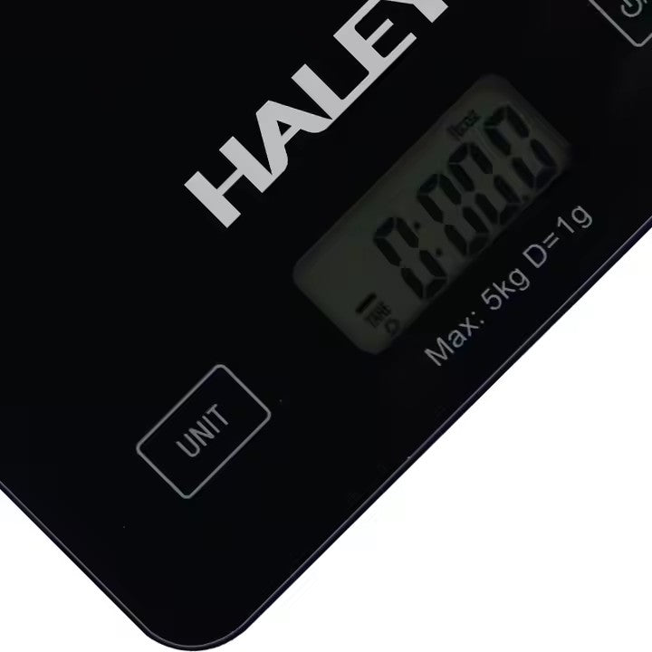 Cântar Electronic HALEY, 5000G, din Sticlă, pentru Bucătărie, Digitală de Înaltă Precizie, Negru