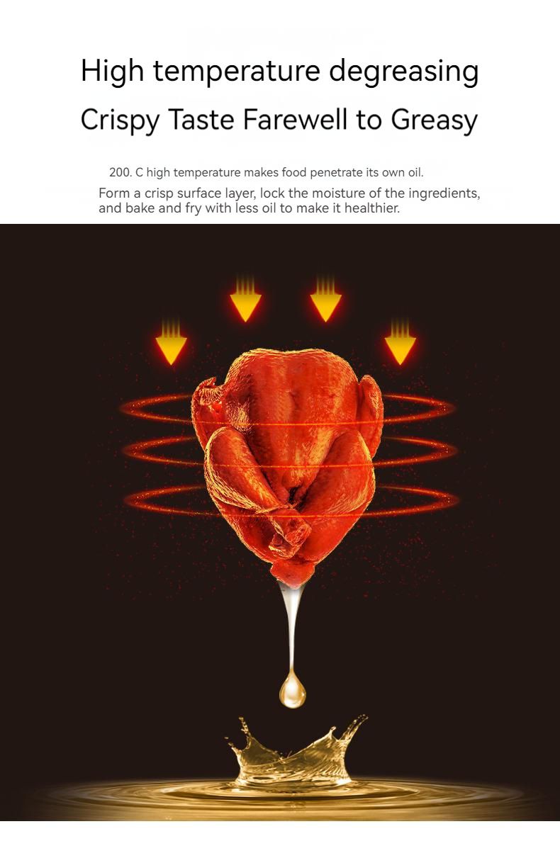 Friteuza fara Ulei cu aer cald, AT PERFORMANCE®, 2400 W, Functie de Coacere, 6l Air Fryer