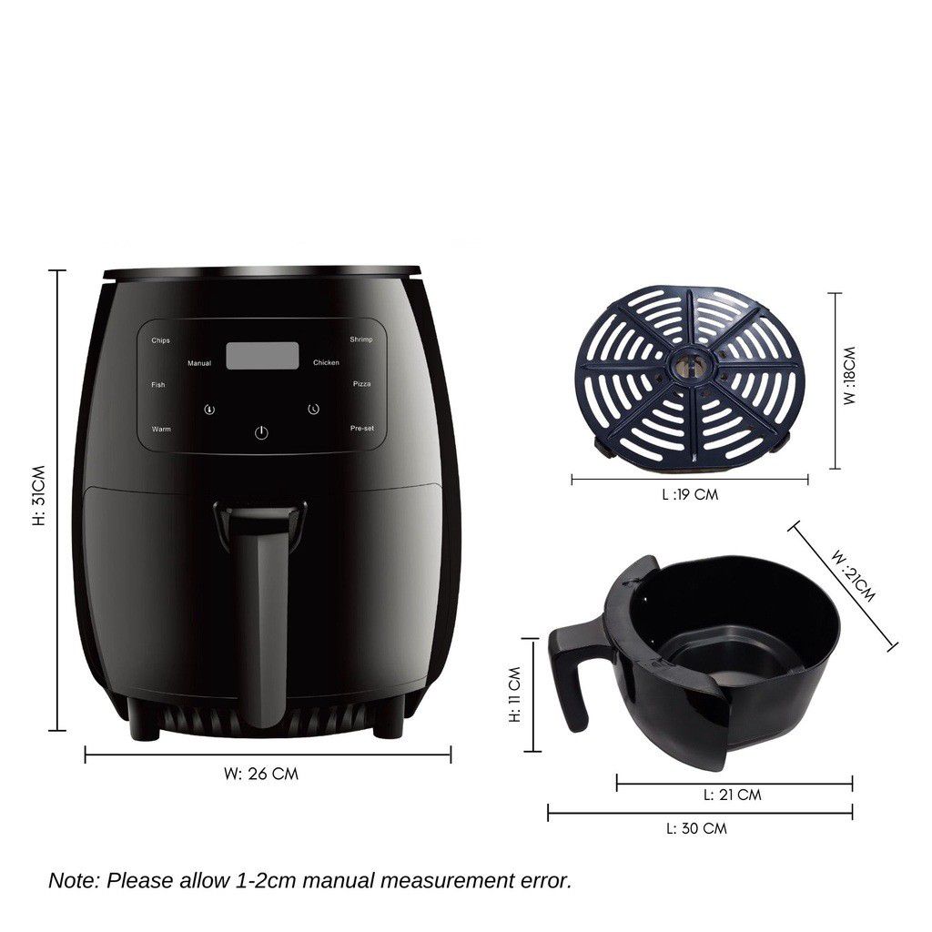 Friteuza fara Ulei cu aer cald, AT PERFORMANCE®, 2400 W, Functie de Coacere, 6l Air Fryer