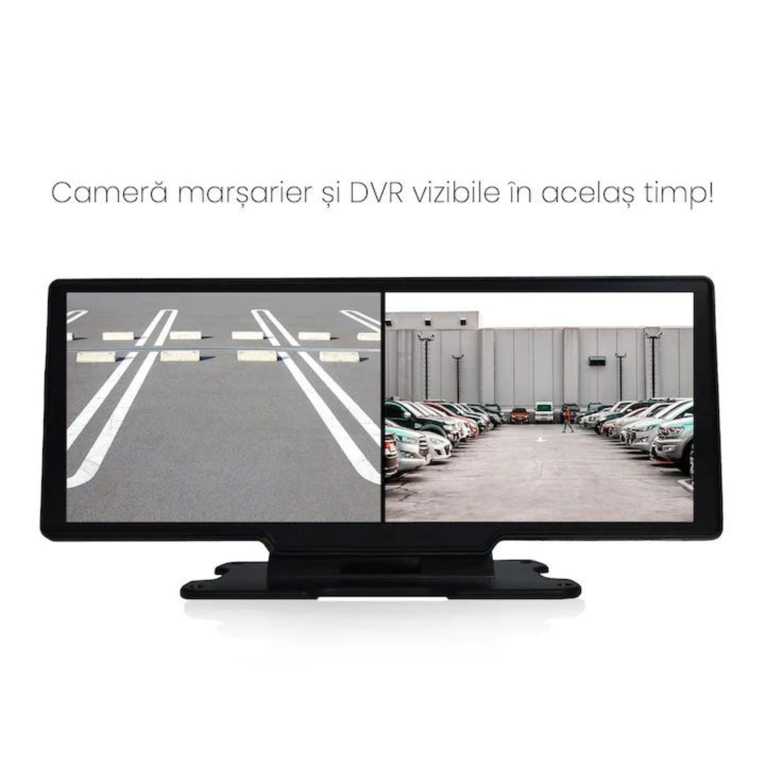 Sistem navigatie auto Multimedia DVR 26 cm,10.26 inch, 2 camere - 4K/1080 Reglabile, Senzor Intensitate Lumina, Upgrade Sunet Dual, G-Senzor, Split-screen HD 4K full-touch Detasabil, GPS prin CarPlay/AndroidAuto