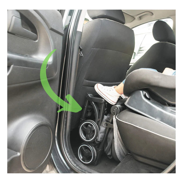 Cărucior copii pliabil AT PERFORMANCE® – Ultra compact, 5 kg, aluminiu, 6-36 luni, ideal pentru avion, negru