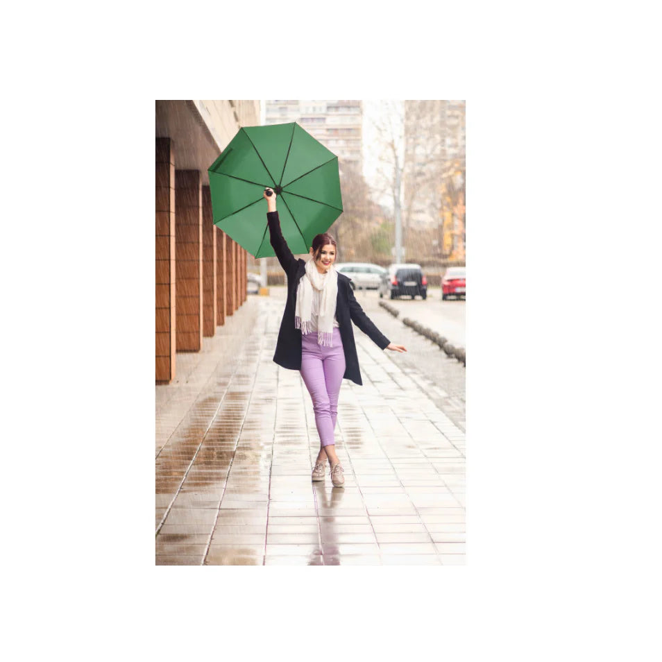 Umbrela, AT PERFORMANCE, compacta, Fibra de sticla/Panza, Rezistenta la vant, Pliabila, Protectie raze UV, cu Deschidere si Inchidere Automata, Verde