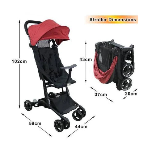 Cărucior copii pliabil AT PERFORMANCE® – Ultra compact, 5 kg, aluminiu, 6-36 luni, ideal pentru avion, negru