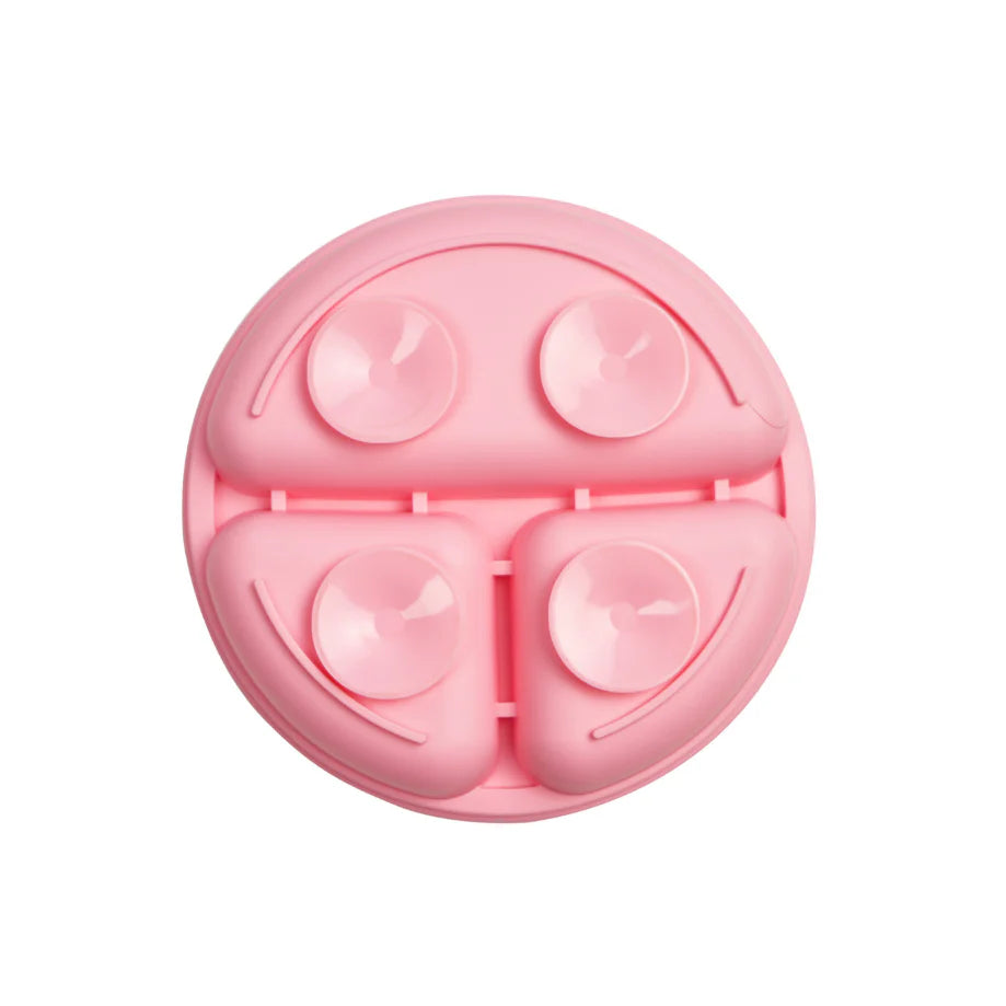 Set 6 piese din silicon fara BPA, AT PERFORMANCE®, de diversificare a hranei pentru bebelusi, 6+ luni, cu Bol, Farfurie, Cana cu pai Lingurita, Furculita, Bavetica Roz