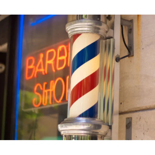 Reclama luminoasa frizerie, barber shop, Barber Pole, 88 x 20 x 23, Rosu/Alb/Albastru