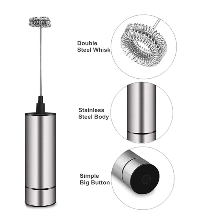 Mini Mixer elextric cu baterii pentru a face spuma de lapte sau capucino, brat otel inoxidabil, frappe