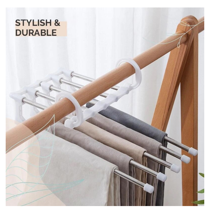 Umeras multiplu, At Performance, pentru pantaloni/prosoape, tip cascada, 2 tipuri de pozitionare, 5 brate extensibile, alb